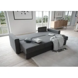Atlantic Home Collection Ecksofa "Dublin L-Form", grau (dunkelgrau), B:234cm H:89cm T:150cm, Struktur (100% Polyester), ATLANTIC HOME COLLECTION, Sofas, Ecksofa, Bettfunktion und Bettkasten, Recamiere links oder rechts montierbar