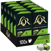 L'OR Kaffeekapseln Lungo Elegante, 100 Nespresso®* kompatible Kapseln, 10er Pack, 10 x 10 Getränke