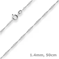 Schmuck Krone Goldkette 1,4mm Singapurkette aus 585 Weißgold 50cm, Gold 585 silberfarben