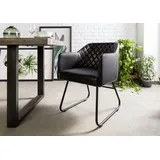 MASSIVMOEBEL24.DE Esszimmerstuhl Iron Label Leder schwarz