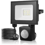 Lightasea LED Strahler mit Bewegungsmelder Außen,10W 1000LM Scheinwerfer Mit Stecker,1.45M Cable,IP66 Wasserdicht LED Fluter,3000K Warmweiß Superhell LED Außenstrahler für Garten,Innenhöfe,Garage