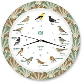 Kookoo Singvögel Feather Heart, Die Singende Vogeluhr, mit 12 heimischen Singvögeln und echten, natürlichen Vogelstimmen, mit RC Funkquarzwerk