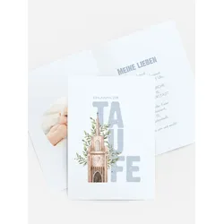 Einladungskarten Taufe selbst gestalten mit Spruch und Fotos im Onlinedesigner bei Meine-Kartenmanufaktur.de
