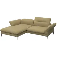 FLEXLUX Ecksofa Salino, Funktionssofa mit Recamiere, Relaxsofa, Ecksofa, Sofa mit Arm- und Kopfteil-Verstellungen, Kaltschaum & Stahl-Wellen gelb