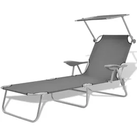 furnicato Sonnenliege 189 x 58 x 108,5 cm Grau
