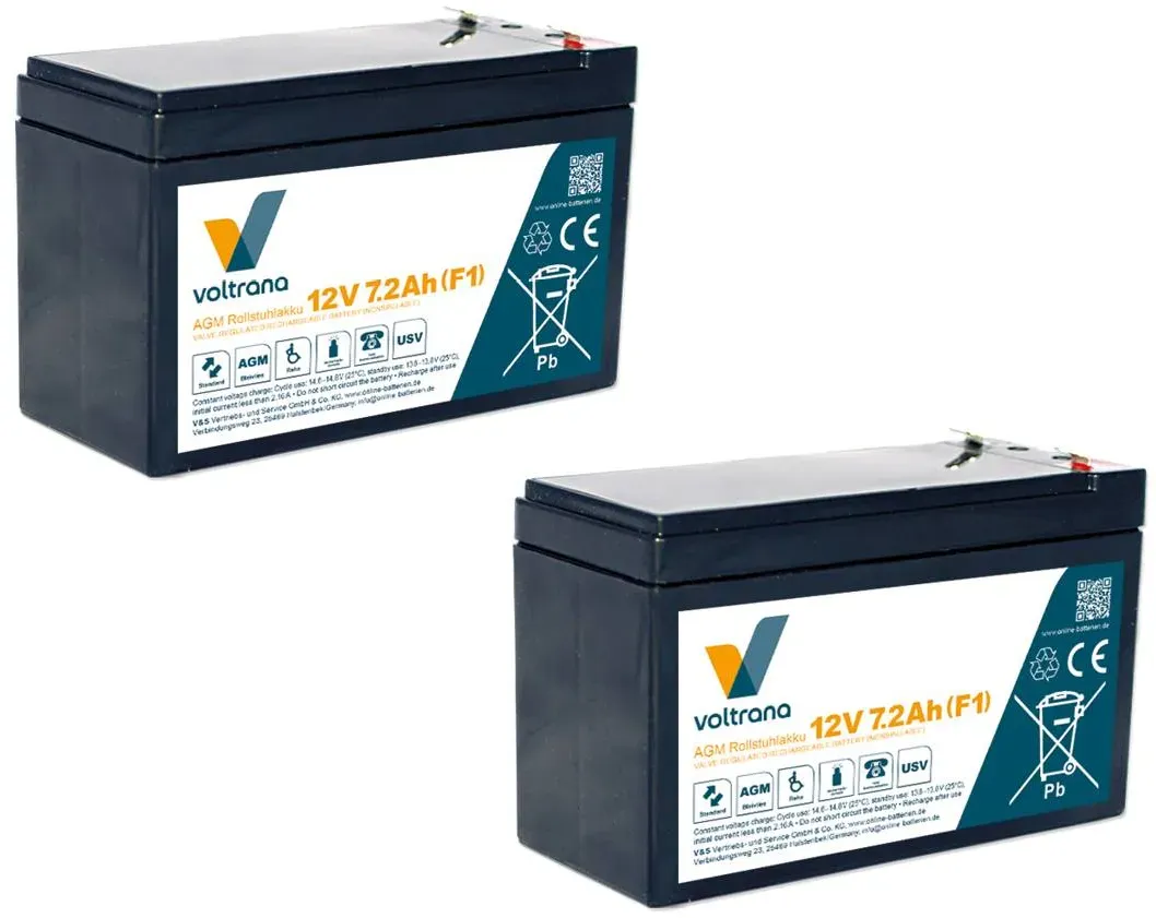 Rollstuhlakku passend für Dalton Medical SC-42DE 24V 2 x 12V 7,2Ah – Voltrana Ersatzakku