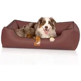 Knuffelwuff orthopädisches Hundebett Montana aus Kunstleder S 70 x 50cm Rotbraun - Abnehmbarer Bezug - leicht zu reinigen - für große, mittelgroße und kleine Hunde