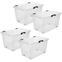 Dynamic24 4x Aufbewahrungsbox 52L Set Deckel Kunststoffbox Stapelbox Lager