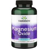 Swanson Magnesium Oxide, mit 200mg Magnesium pro Kapsel, 250 Kapseln, hochdosiert, Laborgeprüft, Sojafrei, Glutenfrei, Ohne Gentechnik