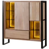 MASSIVMOEBEL24.DE Highboard 130 x 140 x 40 cm Beige