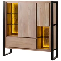 MASSIVMOEBEL24.DE Highboard 130 x 140 x 40 cm Beige