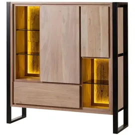 MASSIVMOEBEL24.DE Highboard 130 x 140 x 40 cm Beige