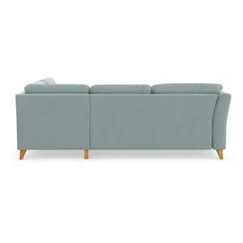 Home Affaire Ecksofa HOME AFFAIRE "Trelleborg L-Form", blau (aqua), B:252cm H:86cm T:213cm, 100% Polyester, Sofas, Ecksofa, Federkern-Polsterung, wahlweise mit Bettfunktion und Stauraum