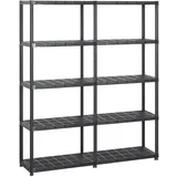vidaXL Lagerregal Kunststoff 142x38x170 cm schwarz 5 Böden