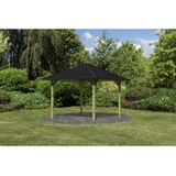 Karibu Pavillon Sevilla Set kdi mit Schindeln Schwarz 265 cm x 265 cm x 290 cm