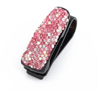 Bling Brillenhalter für Auto Sonnenblende,Glitzer Kristall Strass Sonnenbrillenhalter Sonnenbrillen Clip Sonnenbrillen Brillen Brillenständer Ticket Karte Clip Halter Auto Interieur Zubehör,Rosa