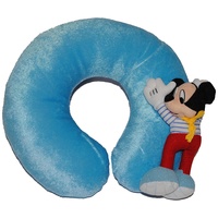 alles-meine.de GmbH Nackenrolle mit 3-D Mickey Mouse - Kissen Maus blau Nacken Nackenkissen Nackenhörnchen für Kinder bunt