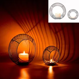 Marrakesch Orient & Mediterran Interior 2er Set Skandinavische Deko Teelichthalter Kerzenhalter Looba Grau