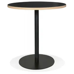 KADIMA DESIGN Runder Bistrotisch aus Holz Metall | Schwarzer Esstisch für kleine Räume | Kompakter Küchentisch mit zentralem Bein | Industrieller Stil