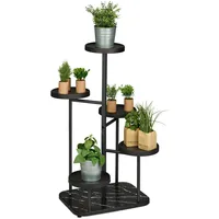 Relaxdays Blumentreppe mit 5 Ablagen, Pflanzentreppe Blumen & Kräuter,