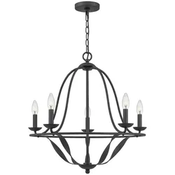 Licht-Erlebnisse Kronleuchter RONDA Graue Esche Stahl 5x E14 bis 40W LE121058
