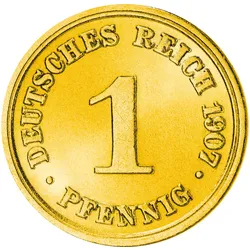 Deutsches Reich 1 Pfennig vergoldeter Glückspfennig