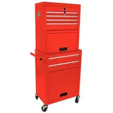 Fanttik Werkzeugwagen 2 in 1 abnehmbarer Werkzeugkasten,Symbollschrank auf Rädern, Rot, max. Traglast:100 kg, (6-schalbeschaltbare Roll-Werkzeugkiste mit 4 Universalrädern), Werkzeugwagen leer,für Garage Workshop Reparaturwerkstatt