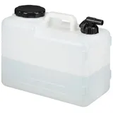 Relaxdays Wasserkanister mit Hahn schwarz/weiß 19 cm x 36 cm x 29 cm