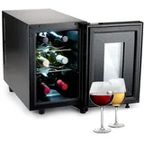 Alpina Weinkühlschrank 18L - Weinkühler für 6 Flaschen - Flaschenkühler 230V - Temperatur Regelbar von 11°C bis 18°C - Glastür und Innenbeleuchtung - Geräuscharm bis Geräuschlos - Schwarz