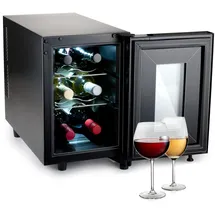 Alpina Weinkühlschrank 18L - Weinkühler für 6 Flaschen - Flaschenkühler 230V - Temperatur Regelbar von 11°C bis 18°C - Glastür und Innenbeleuchtung - Geräuscharm bis Geräuschlos - Schwarz