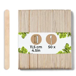 BIOZOYG 50 Stück Holzspatel  Holzstäbchen, Eisstiele, Rührstäbchen  biologisch abbaubar, lebensmittelecht, plastikfrei  Bastelholz, Holzstäbe