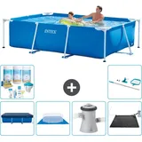 Intex Schwimmbecken mit rechteckigem Rahmen – 260 x 160 x 65 cm – Blau – im Lieferumfang enthalten Accessoire CB97 - Intex