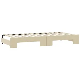 vidaXL Tagesbett Ausziehbar mit Schubladen Creme 100x200 cm Stoff