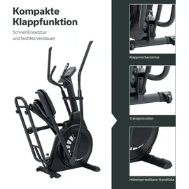 Skandika Crosstrainer Carbon P23 | Ellipsentrainer für Zuhause, klappbar, 23 Programme, App kompatibel, bis 135 kg, Schwungmassensystem