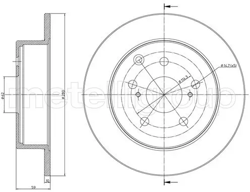 METELLI Bremsscheibe 230991c voll 280mm 10mm für TOYOTA