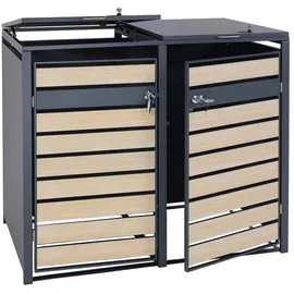 Mendler Mülltonnenverkleidung HWC-J81 50 kg braun