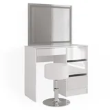 Vicco Schminktisch Sherry Weiß, Hochglanz, 90 cm mit Hocker