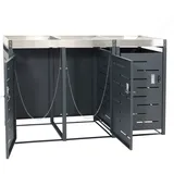 Mendler 3er-Mülltonnenverkleidung HWC-H40b, Mülltonnenbox, Pflanzkasten Edelstahl-Metall-Kombi 63kg 110x175x62cm erweiterbar