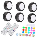 Gadpiparty 6stücke Led Unterbauleuchten Batteriebetrieben Farbwechsel Touch Dimmbare Schrankleuchte Mit Fernbedienung Kabinettlicht Für Küche Schlafzimmer Wohnzimmer Atmosphäre