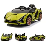ES-Toys Kinder Elektroauto Lamborghini Sian EVA-Reifen Flügeltüren Scheinwerfer grün
