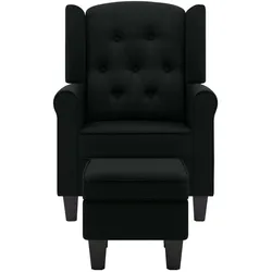 vidaXL Sessel mit Fußhocker Schwarz Stoff