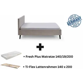 Aileenstore Polsterbett 140 x 200 Viola Bettgestell mit Kopfteil Beige