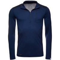 Kaipara - Merino Sportswear Langarmshirt Merino Zip-Neck Herren Slimfit 200 mit Brusttasche (1-tlg) aus reiner Merinowolle Made in Germany blau M