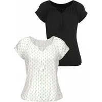 VIVANCE T-Shirt in creme-gemustert, schwarz | Gr. 32/34,