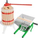 Wiltec Set 6L Obstpresse aus Buchenholz inkl. Presstuch Obstmühle 7L Trichter, Zur Herstellung von Saft Wein und Maische