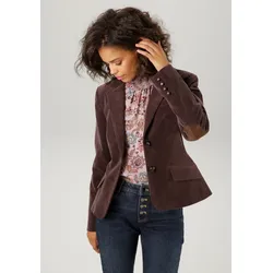 Jackenblazer, mit Stoff-Einfassungen und Ärmelpatches, Gr. 38, dunkelbraun, , 21313404-38
