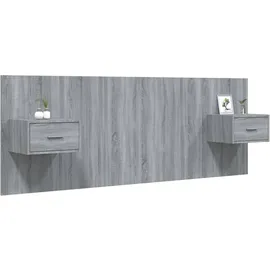 vidaXL Kopfteil mit Nachttischen Grau Sonoma Holzwerkstoff