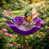 Vogeltränke,Blumen Gartenstecker Bienentränke Metall Bienen Vogeltränke insektentränke Garten Blumenform Fütterungsschale Outdoor Vogelfutterstation Garten Hof Terrasse