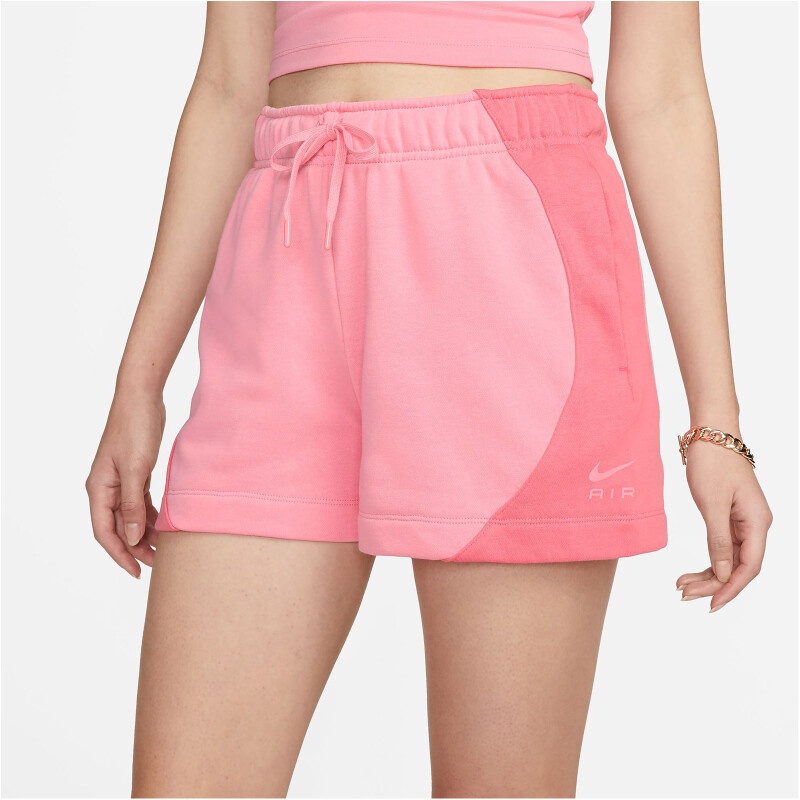 NIKE Air Mid-Rise Fleece Shorts Damen 611 - coral chalk/sea coral/coral chalk L