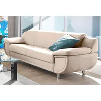 TRENDMANUFAKTUR 3-Sitzer »Rondo, Breite 207 cm, breite Armlehnen, Füße chromfarben«, Big-Sofa wahlweise mit Federkern, in verschiedenen Bezügen bestellbar, beige